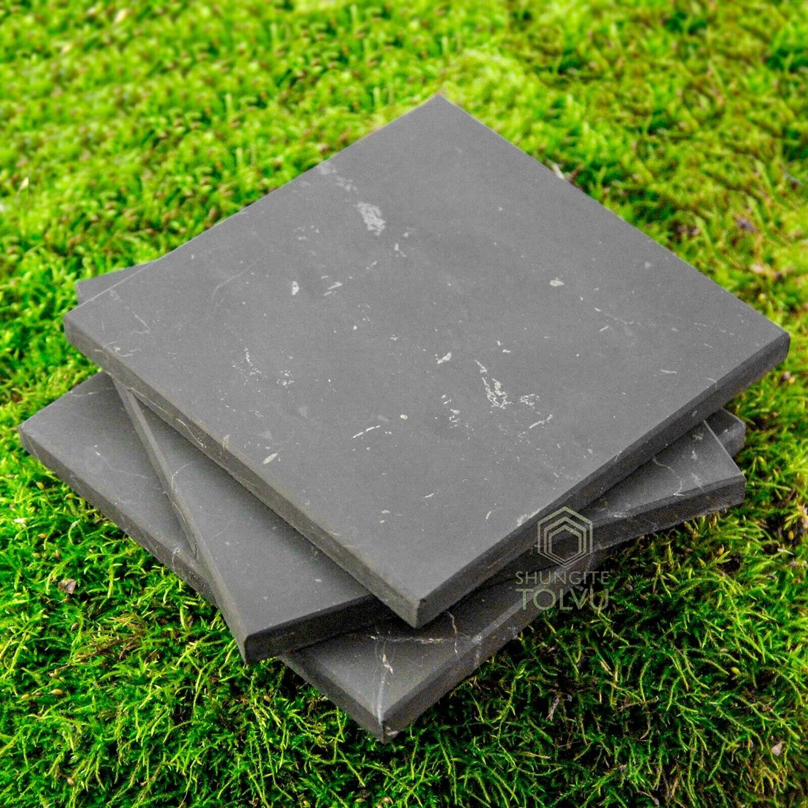 Shungite Tiles Big Size Square shape 4 tot 4 inches, EMF protection stone, Tolvu