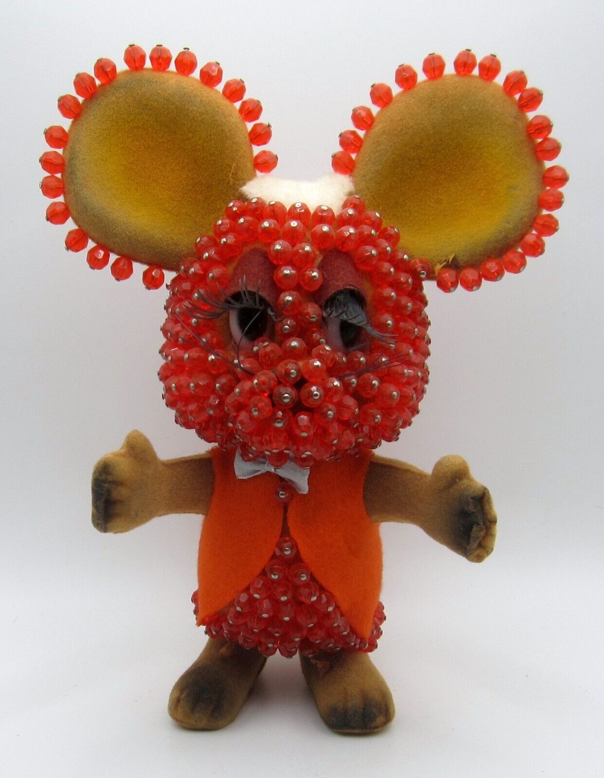 Anthropomorphic Mouse Vintage Bejeweled  Long Tail Big Eyelashes Ears Hong Kong