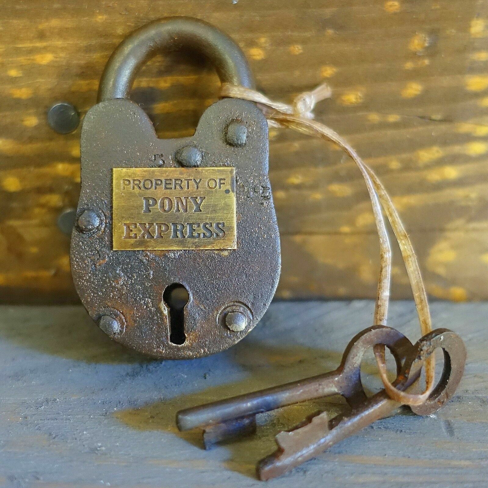 Pony Express Cast Iron Working Lock W/ 2 Keys U.S. Postal Western Decor Padlock