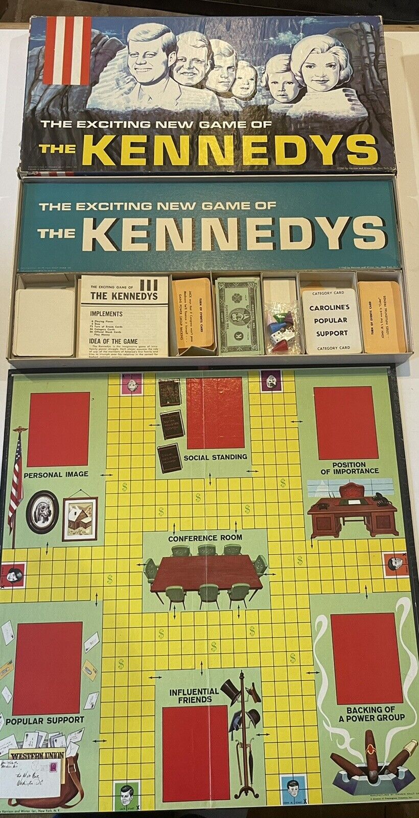 Vintage Board Game The Kennedys 1962 by Harrison & Hunter  Appears Complete