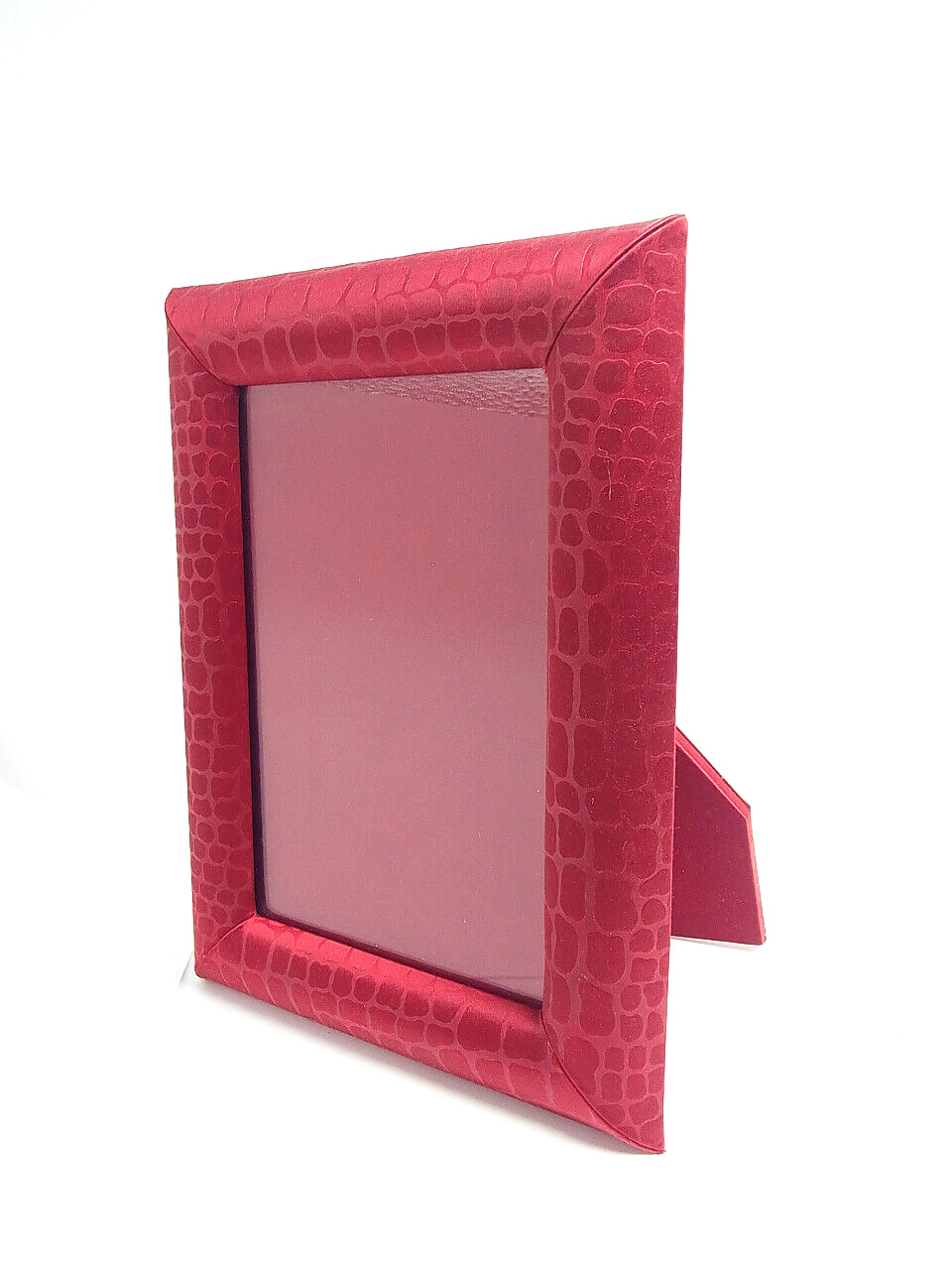 Auth Cartier Photo Picture Frame Crocodile pattern Red 10 x 7.5\