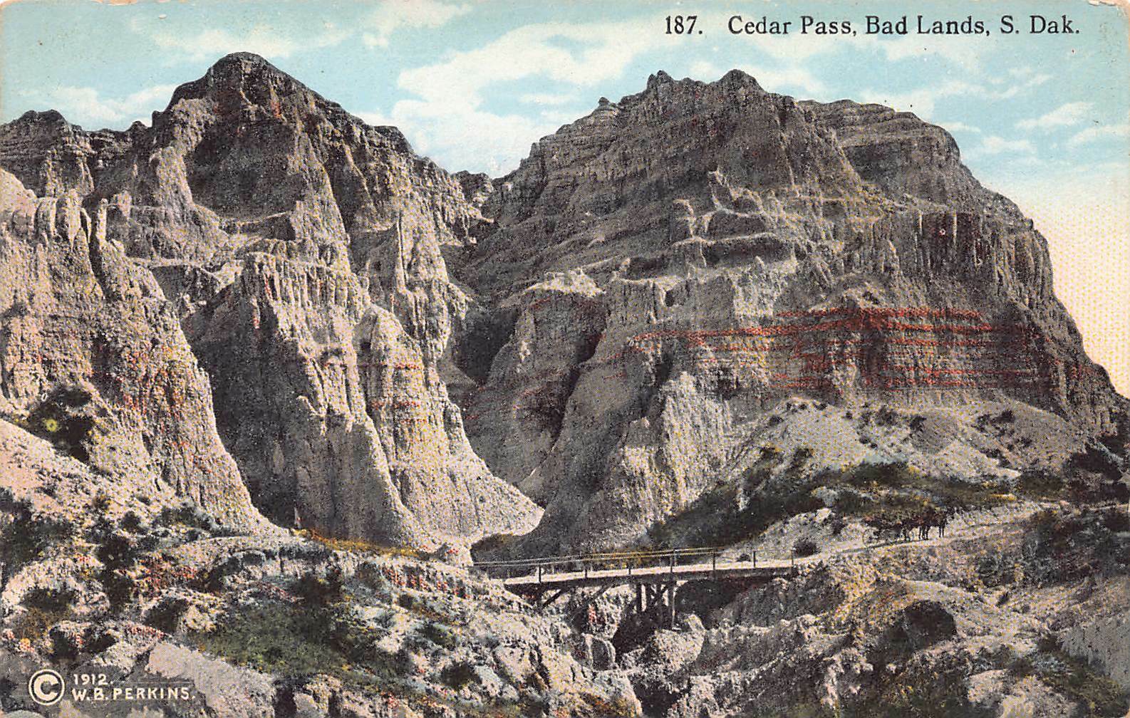 Cedar Pass, Bad Lands, South Dakota, Early Postcard, Unused 