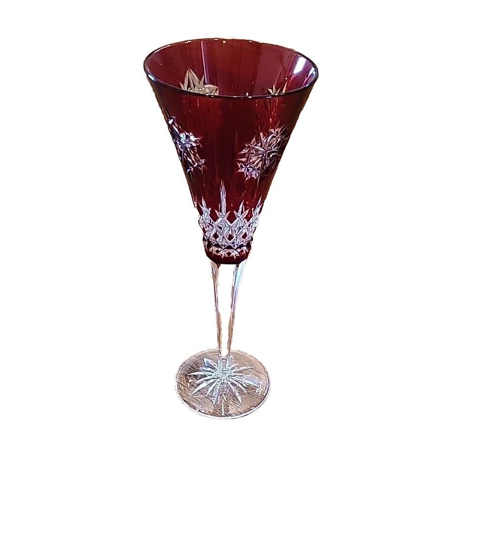 Waterford Red Snow Crystals Champagne Flute  Perfect Condition