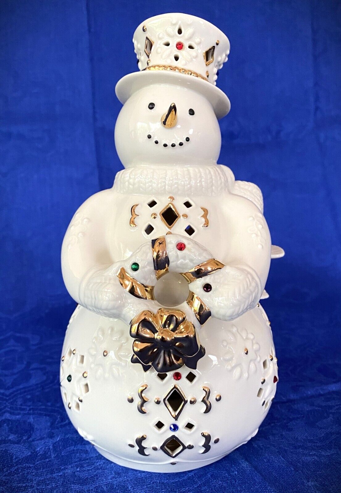 Lenox Holiday Gems Snowman Lit Figurine, 9.5 in
