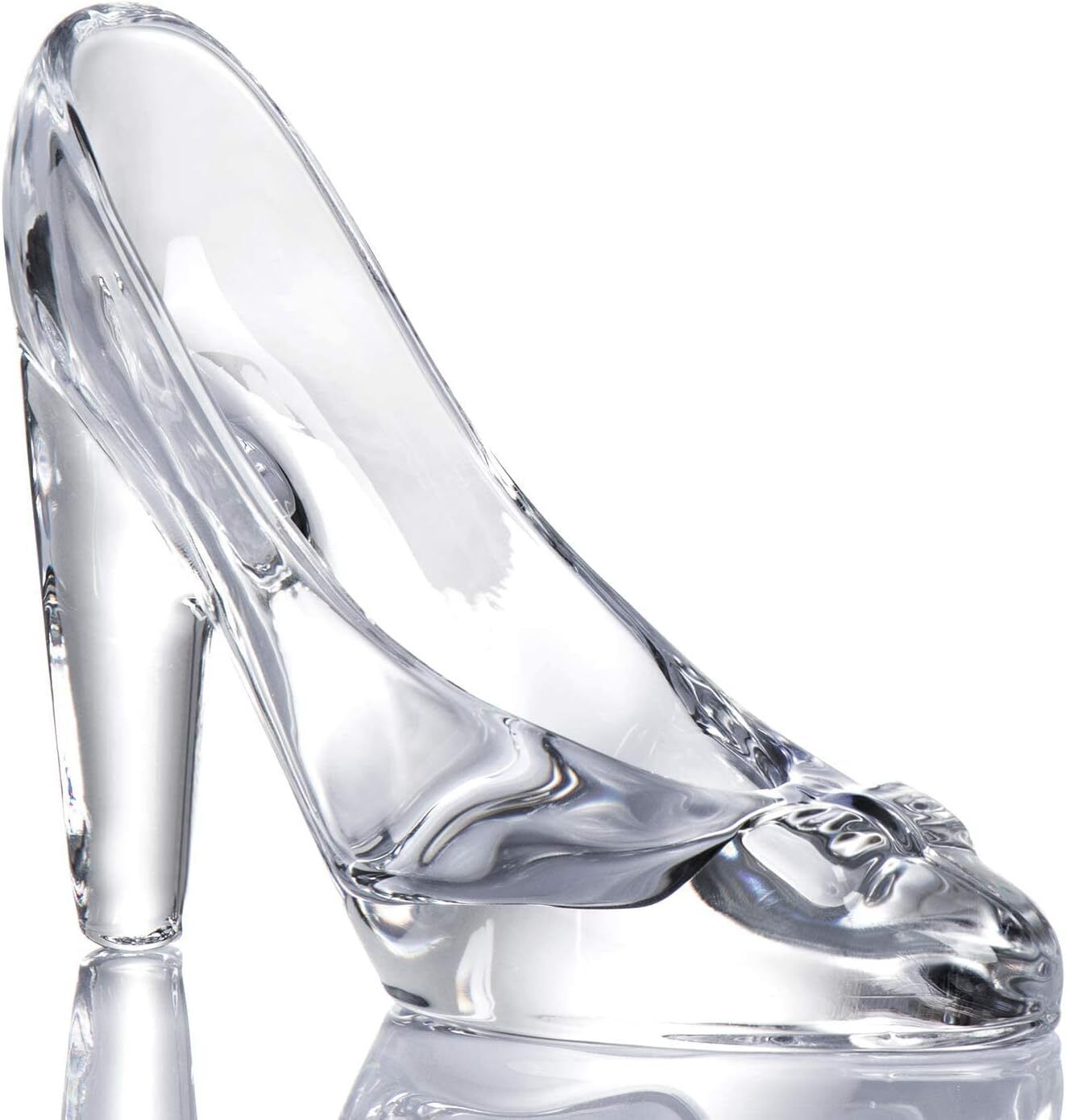 Modern Medium Cinderella Glass Slipper Clear Crystal High Heels Shoes Figurine