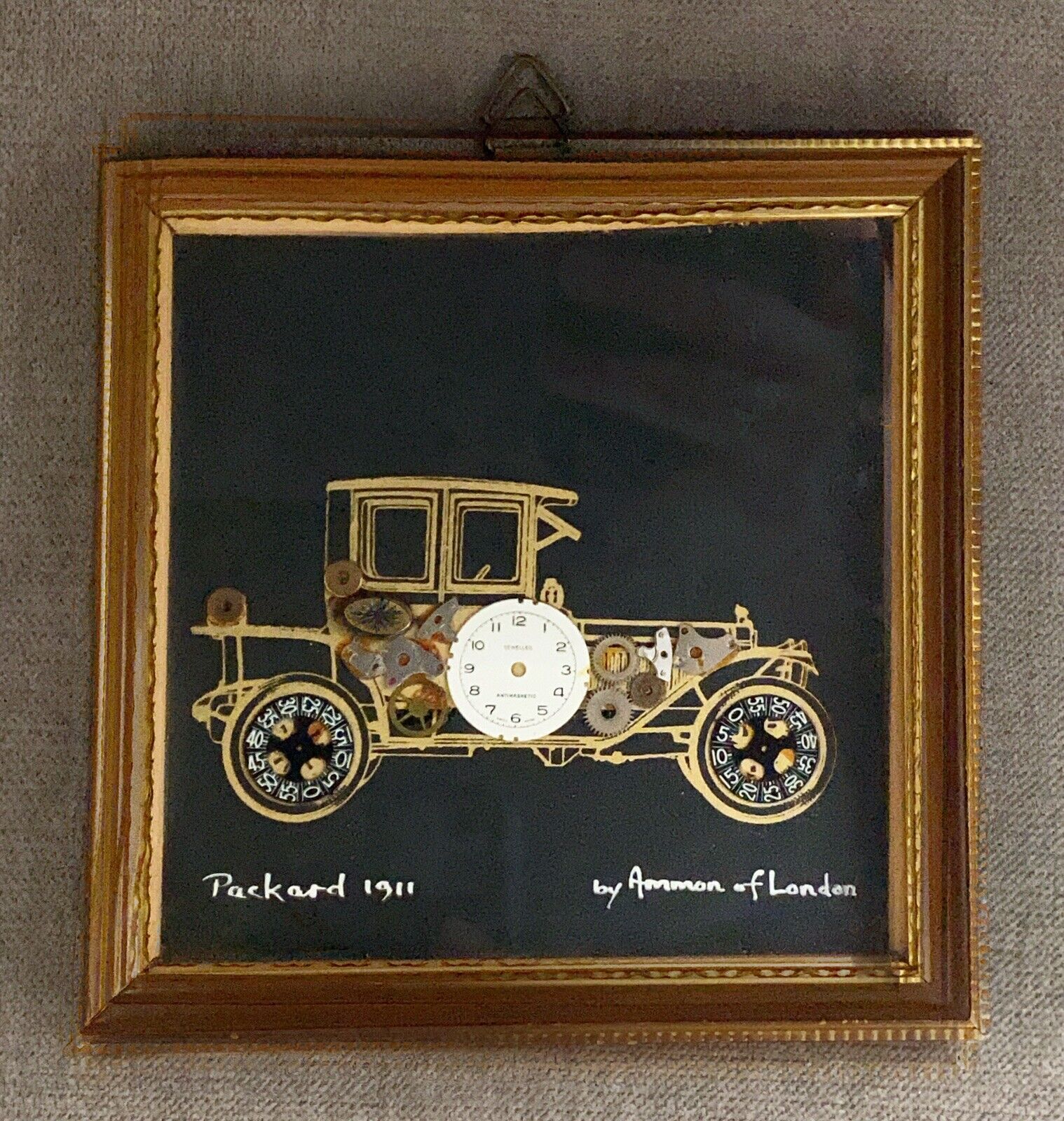 Ammon of London Shadow Box Packard 1911 from watch parts Signed by John Ammon