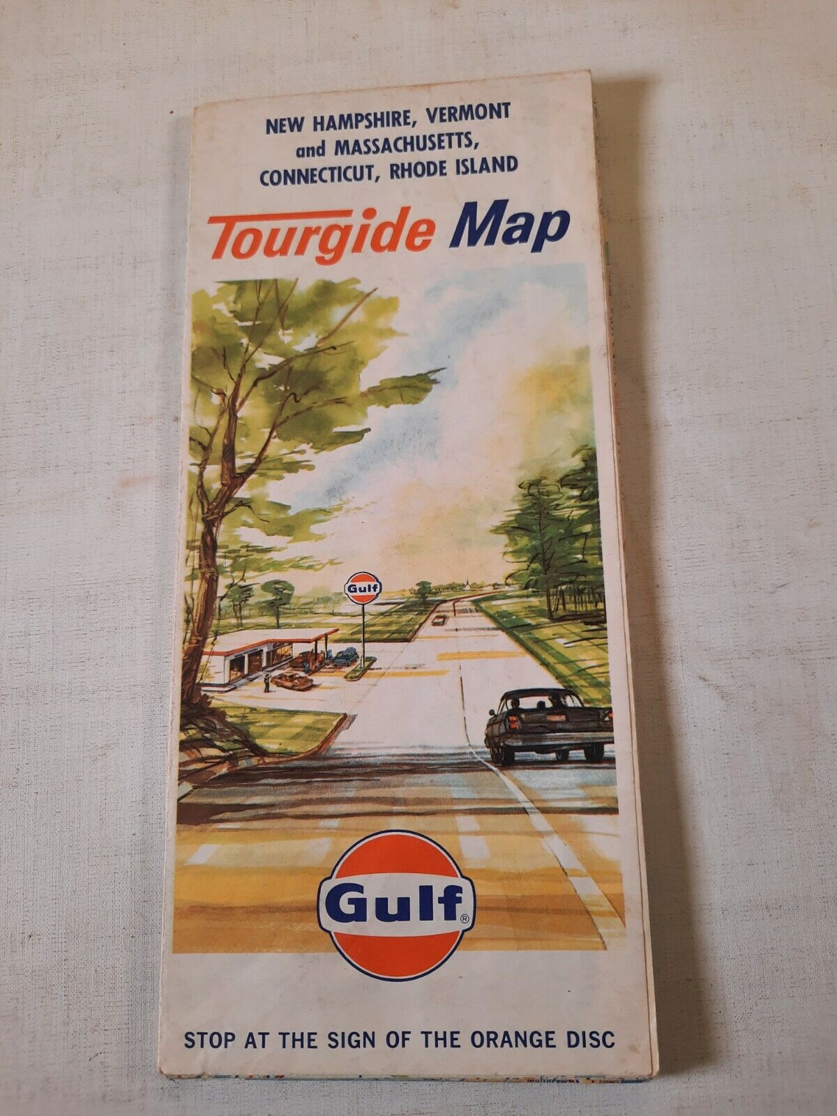 Vtg Gulf tourgide road map New Hampshire Vermont and Massachusetts Connecticut 