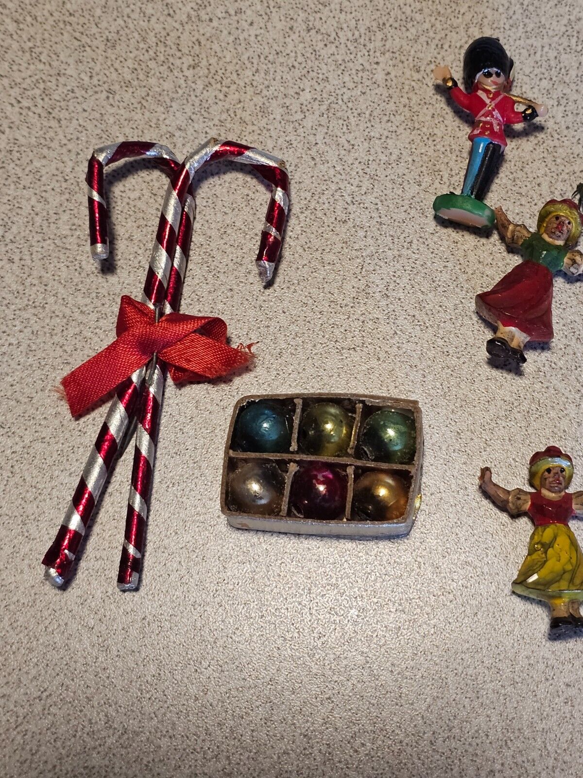 Mixed lot christmas mini balls,2 glass iscicle,3 paper candy canes,3 plastic fig