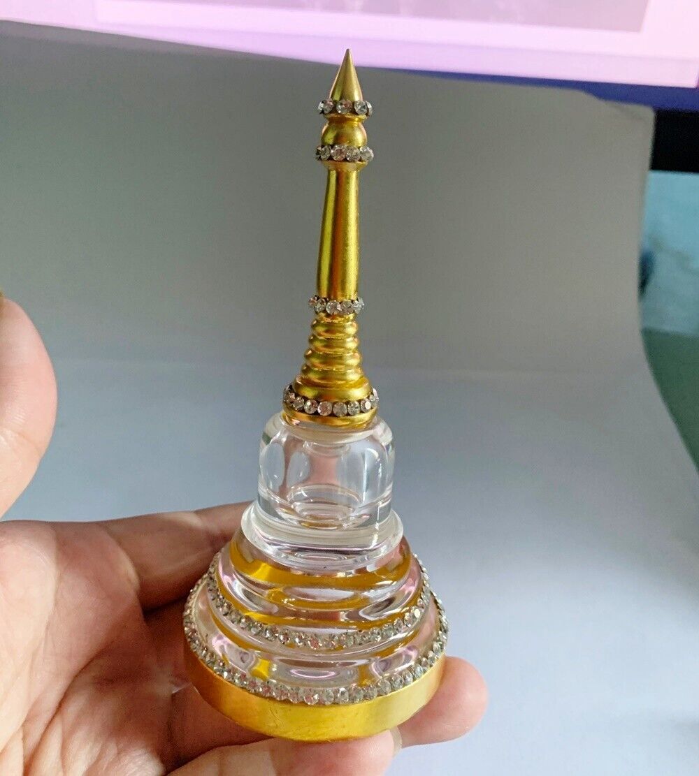 Stupa Gem Buddha Relic Container Storage Pagoda Acrylic Casket Altar Thai Amulet