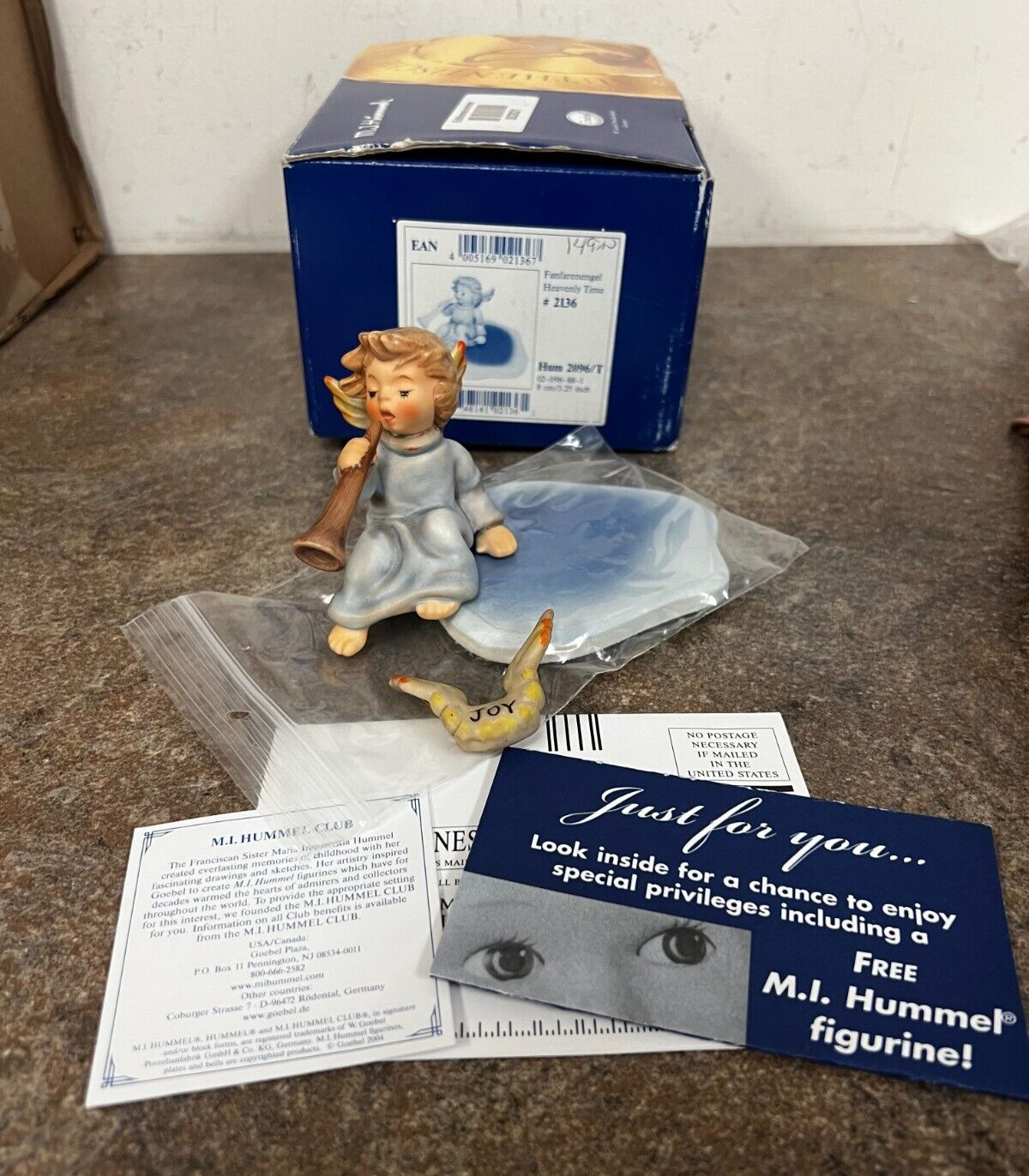 Goebel Hummel Heavenly Time 3.25 Inch Figurine w/ Platform, Pin, & Box 2096