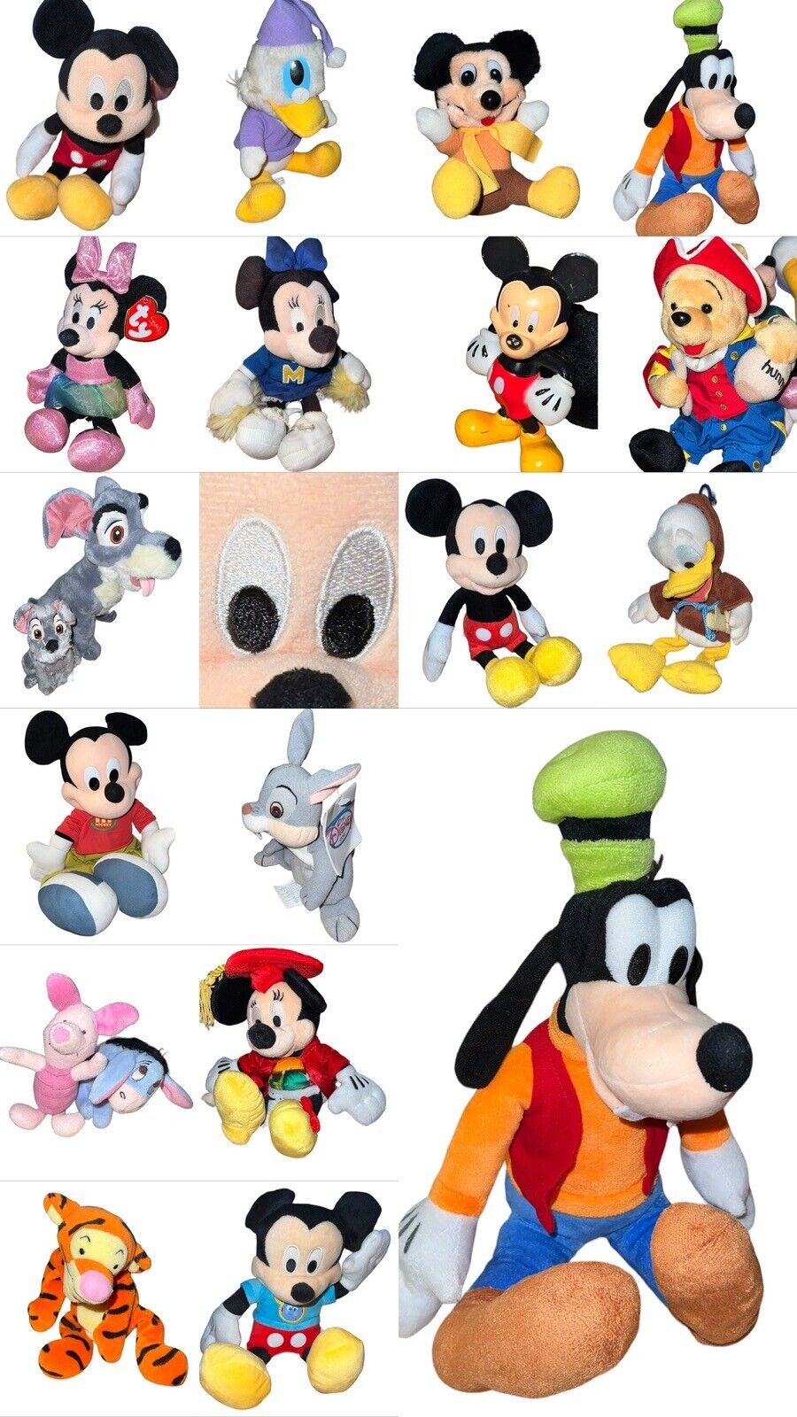 Disney 19pc  Assorted Sizes Plush Dolls Stuffed Animals Mickey Minnie Goofy