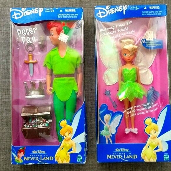 Vintage Disney Peter Pan & Tinkerbell Dolls NOS HTF Rare Hasbro