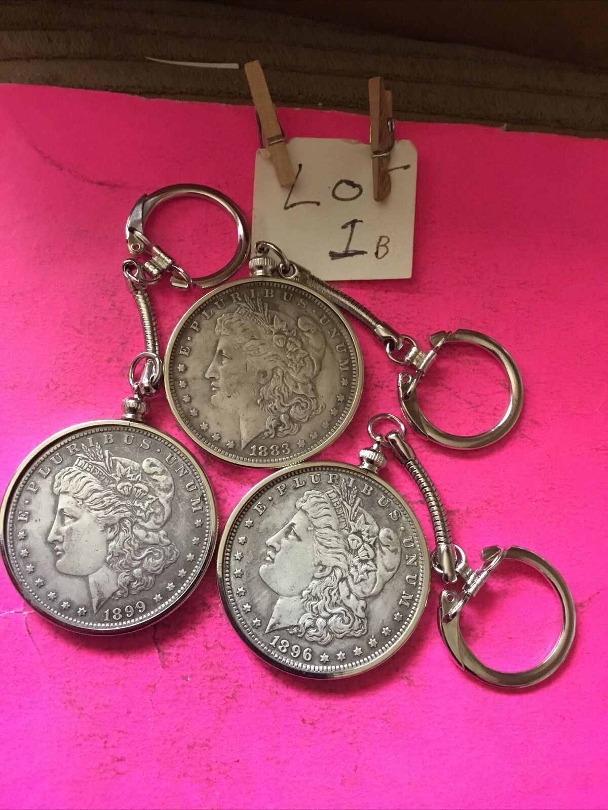Set 3 Lot Coin Keychains 1883-1896-1899 Copies Junk Drawer Estate Find Read