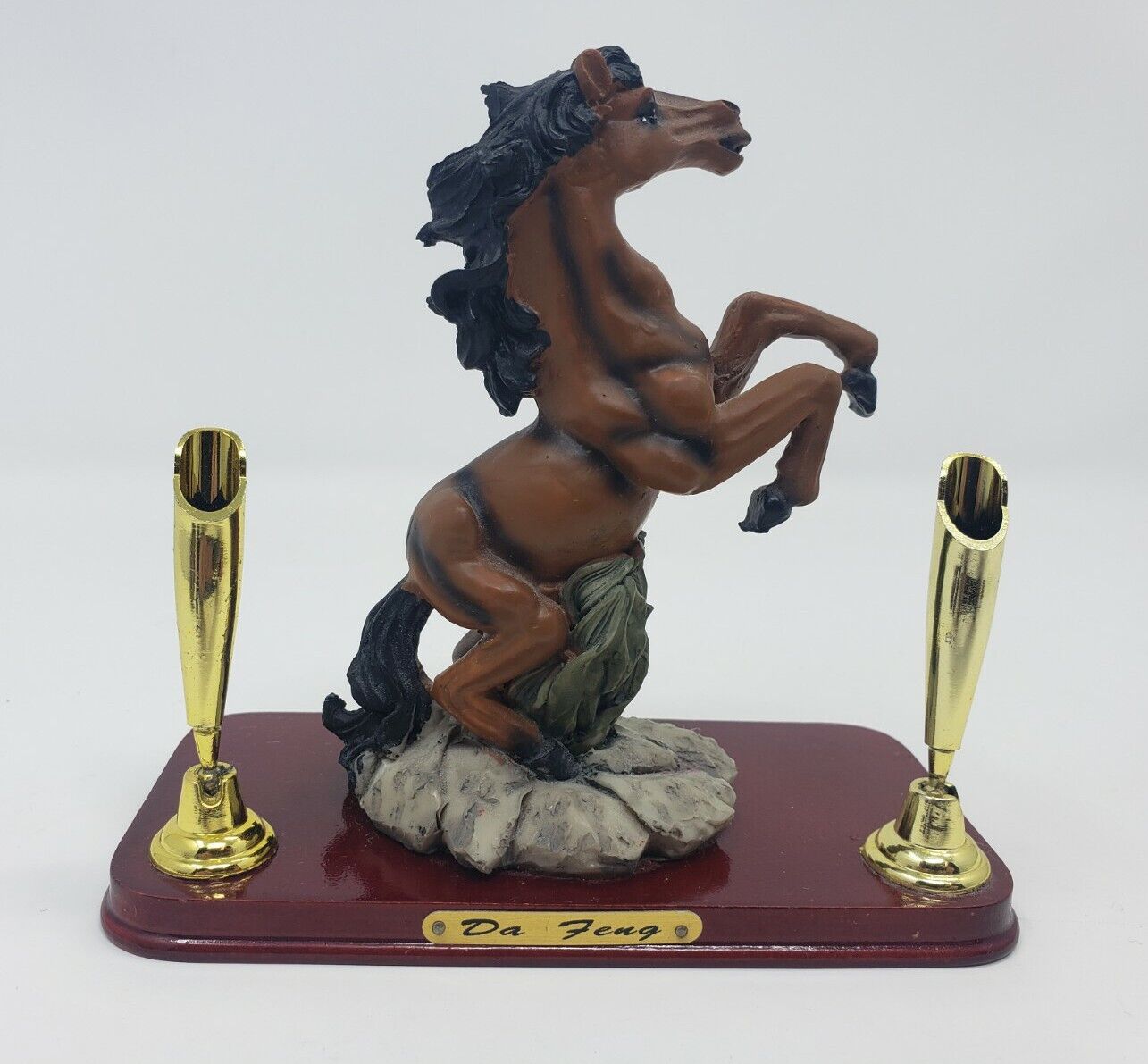 Horse Pen Holder Desk Accessory Stallion Figurine Da Feng Mustang
