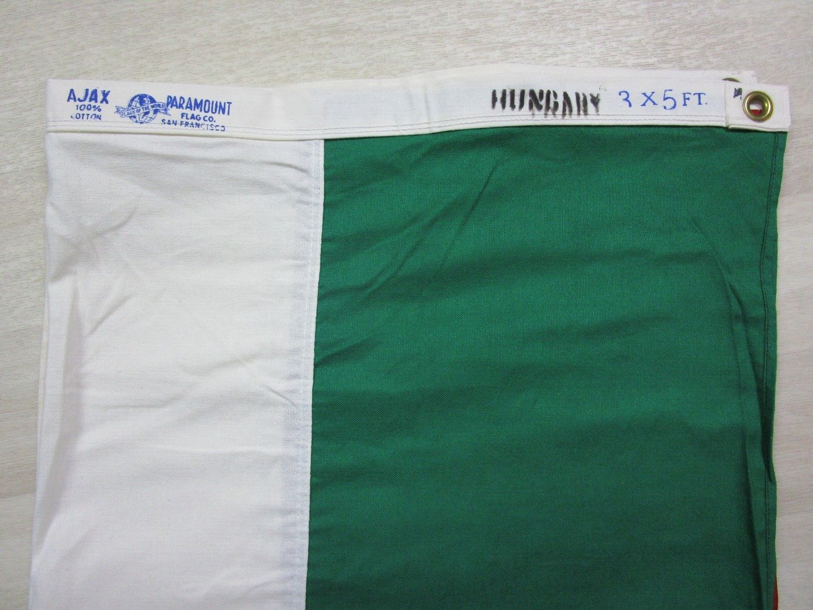 Vintage 1950s Hungary Ajax Paramount Flag Co. San Francisco 100% Cotton 3x5