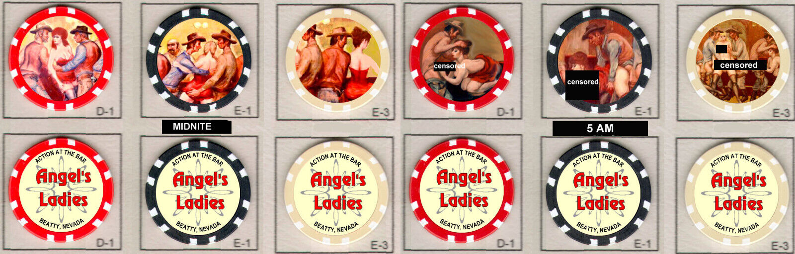 Angel's Ladies Beatty  NV  Legal Brothel  Action at the Bar Censored + postcard