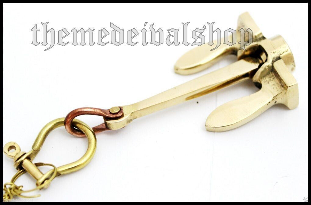 Unique Edition Vintage Solid Brass Nautical Marine Anchor Key Chain ring pendant