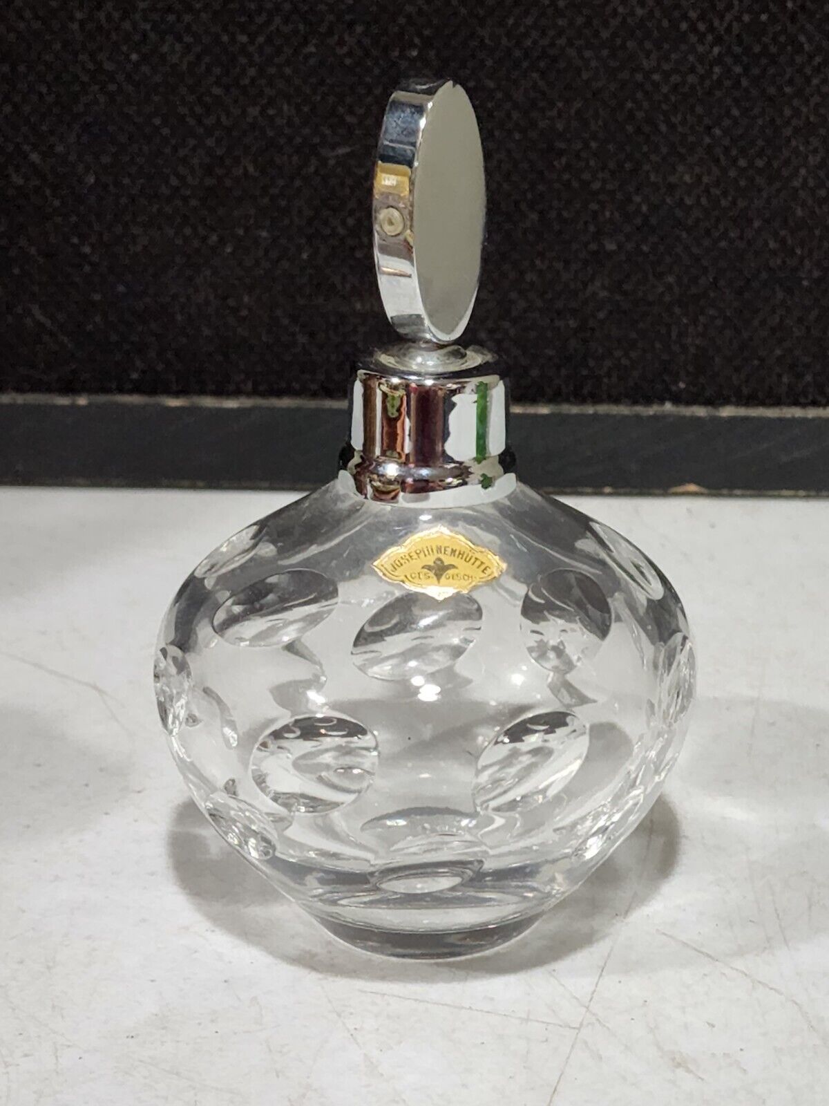 Vintage Josephinenhutte Cut Crystal Perfume Bottle w/Oriignal Label