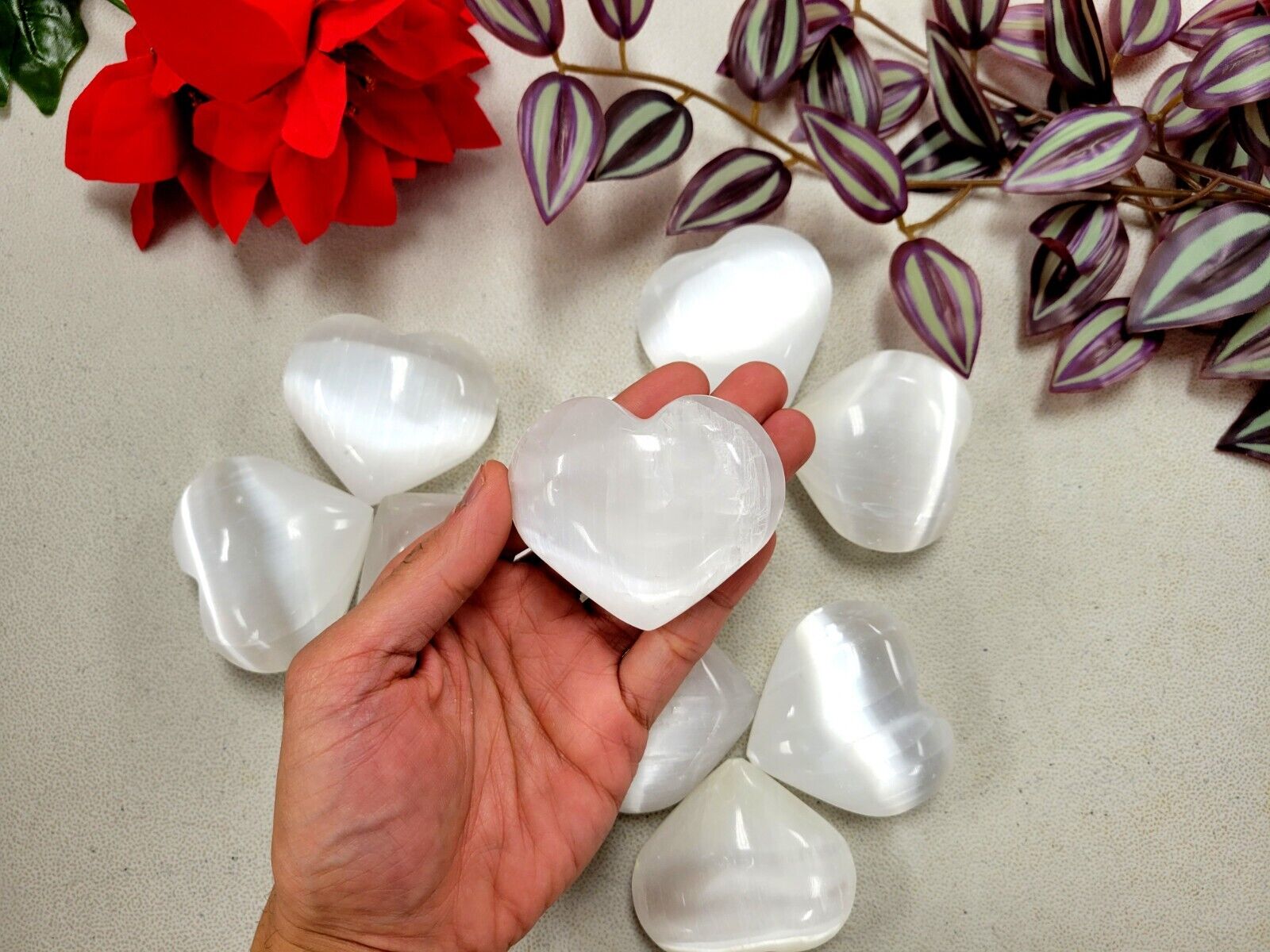 Polished Selenite Crystal Heart  Selenite Palmstones Natural Healing Crystals