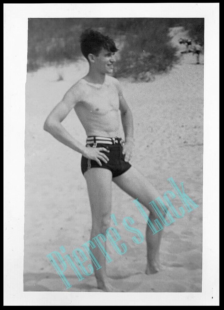 Fit and Trim Handsome Young Man in Swim Trunks Vintage 1960\'s Photo GAY INTEREST