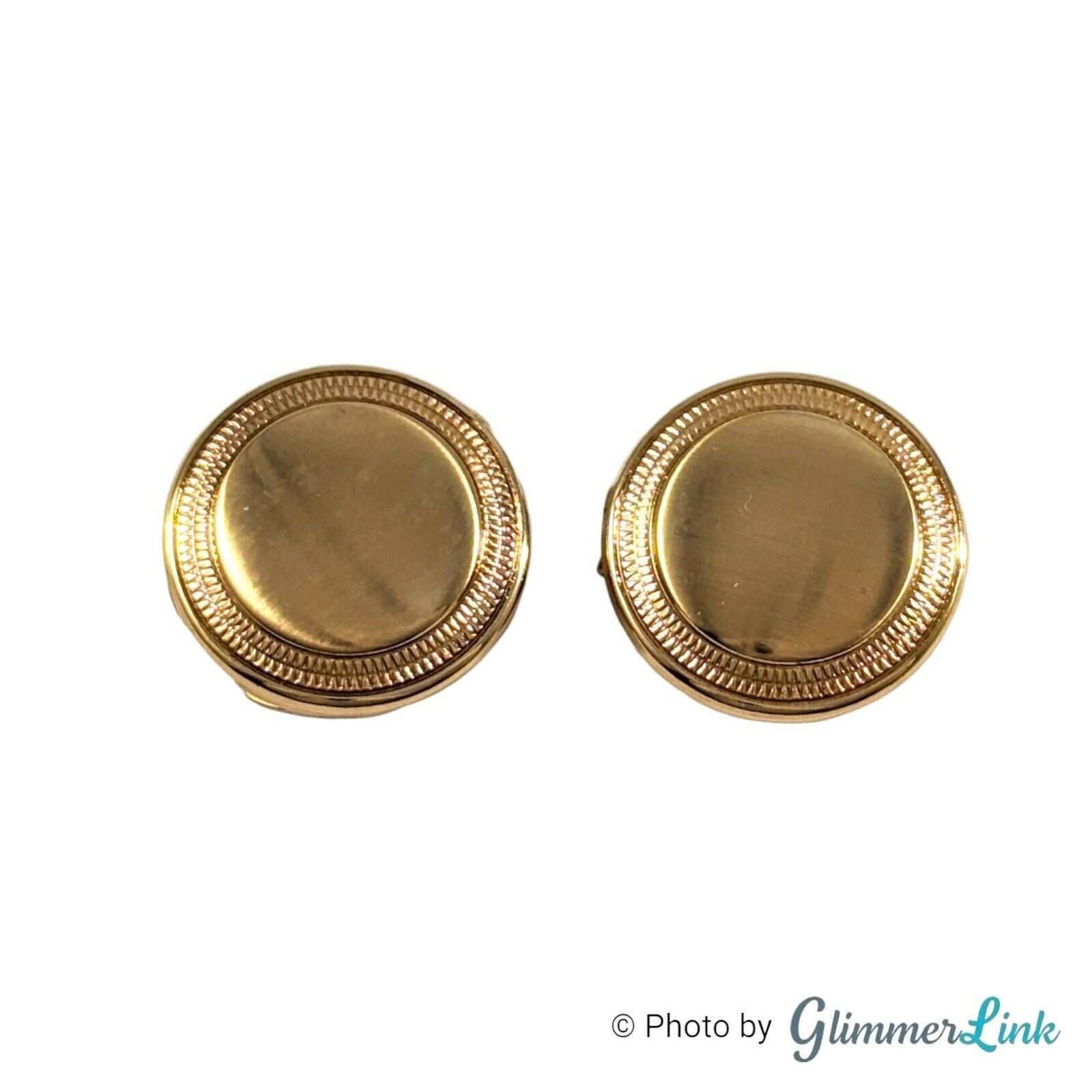 Vintage Round Elegant Gold Tone Unisex Button Covers, Button Cuffs Set of 2