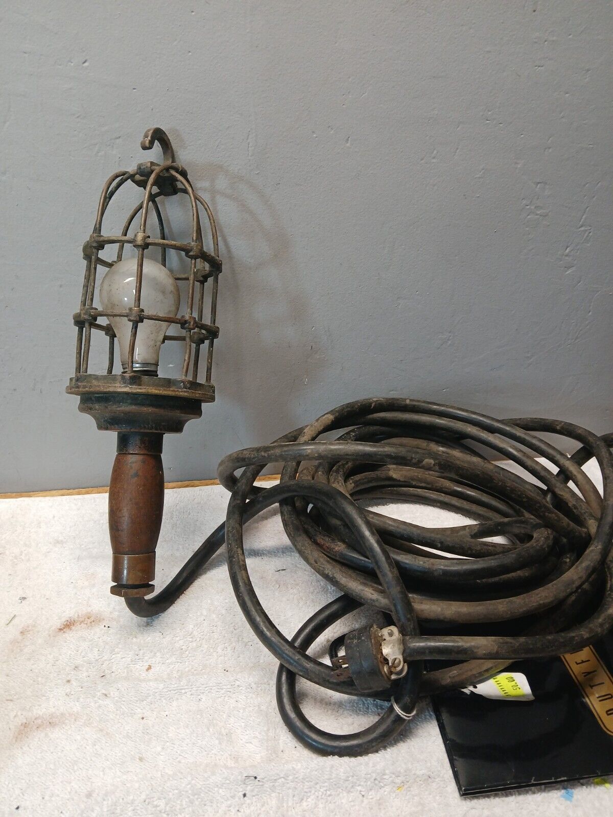 Antique Brass Cage Trouble Light Rustict Display Young & Egan Hanging Light 