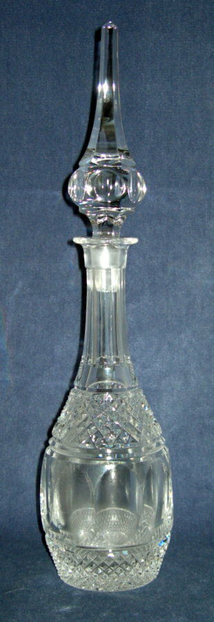 ABC WHEEL CUT CRYSTAL DECANTER and Beveled OBELISK Stopper WOW