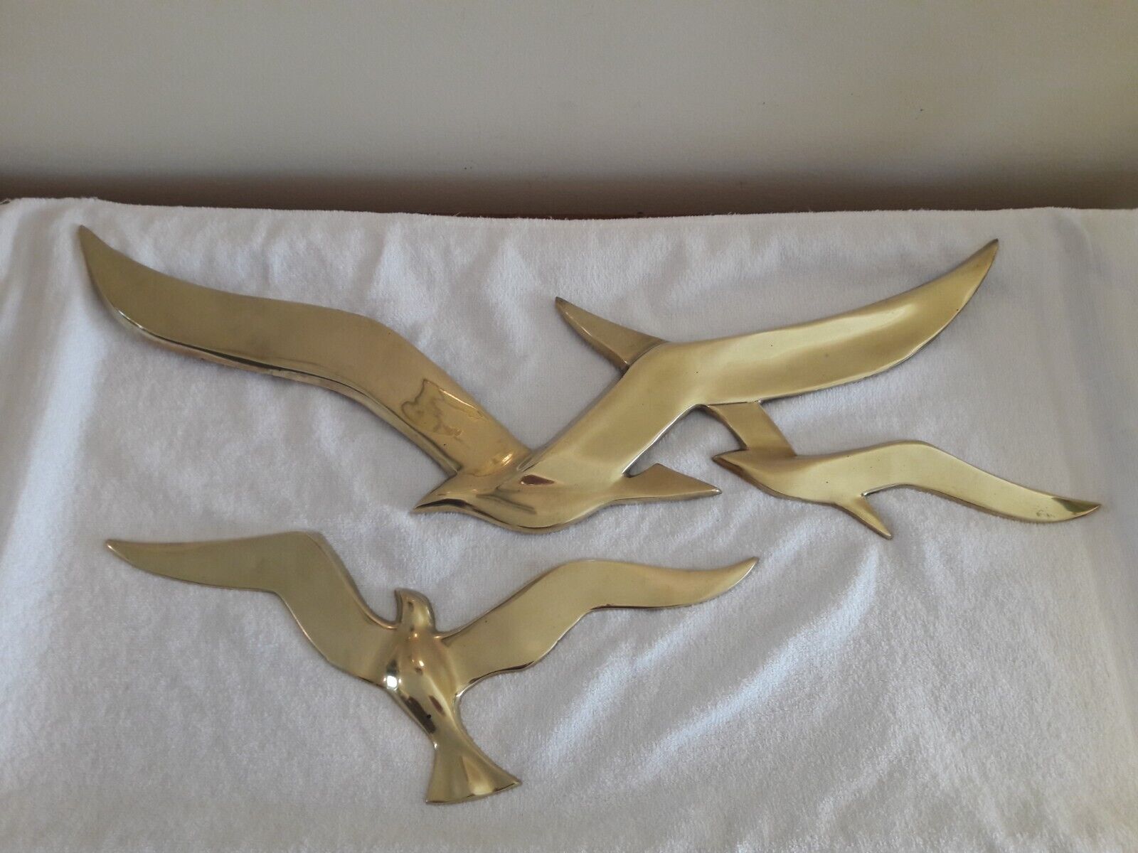 1960's Mid Century Solid Brass Seagull Wall Hangings