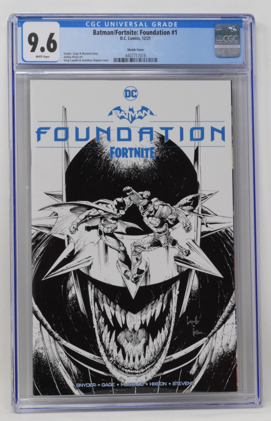Batman Fortnite Foundation 1 DC 2021 CGC 9.6 Greg Capullo Trade Sketch Variant