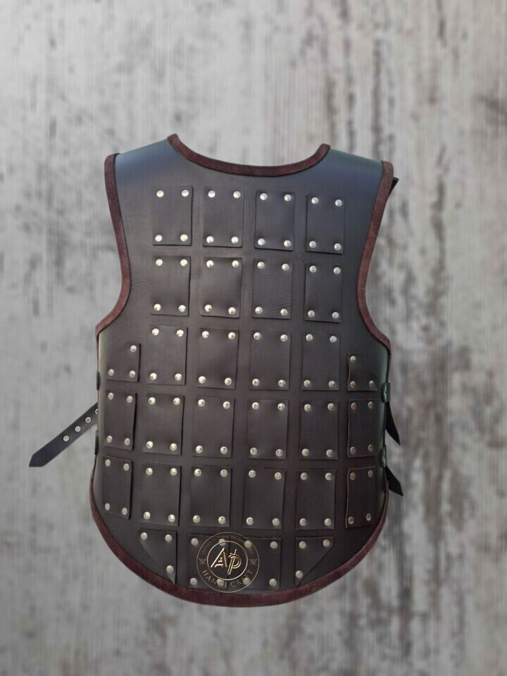 Medieval BROWN leather Mercenarie Brigandine Armor, Viking SCA renaissance Larp1