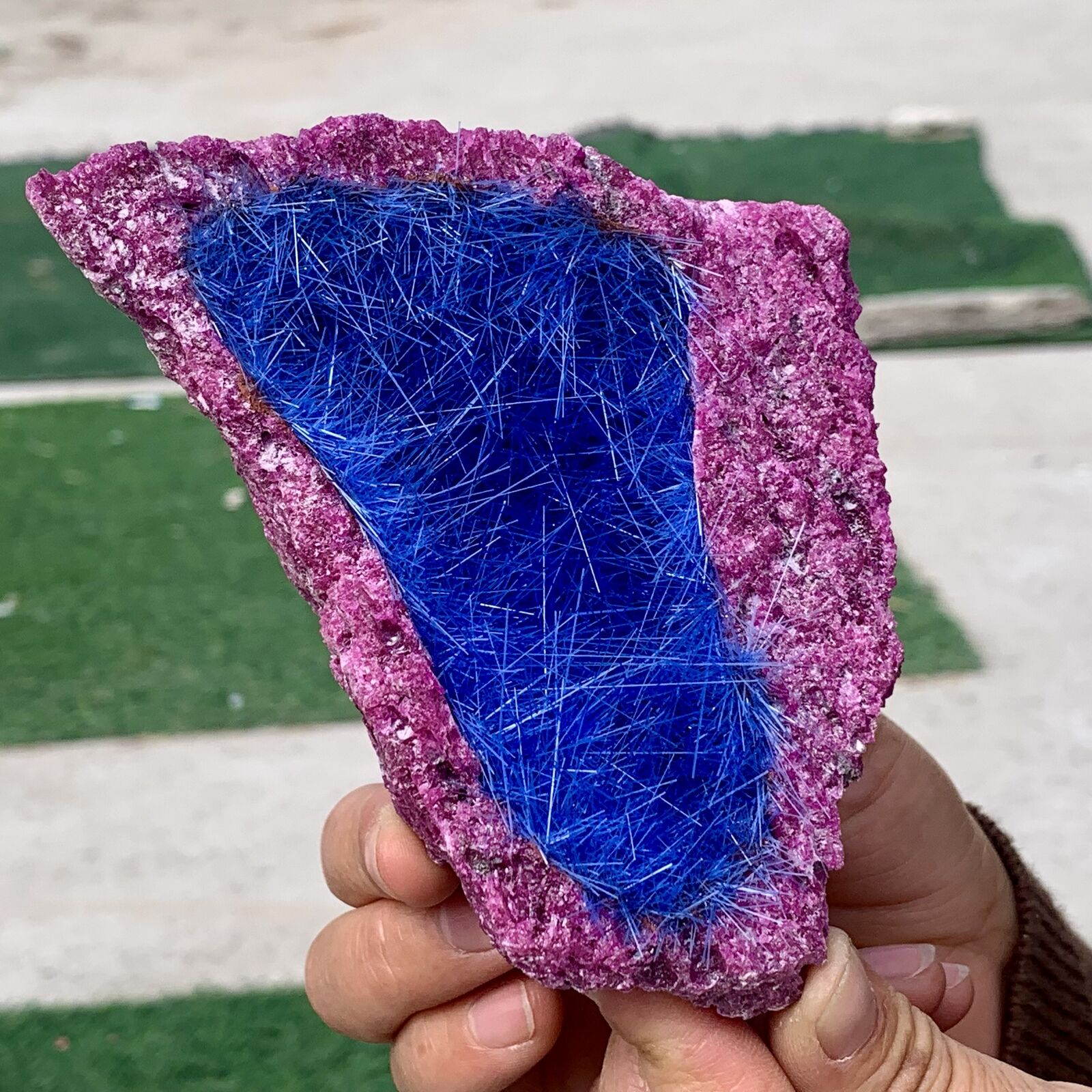 446G  Rare Moroccan blue magnesite and red corundum mineral spirit ruby