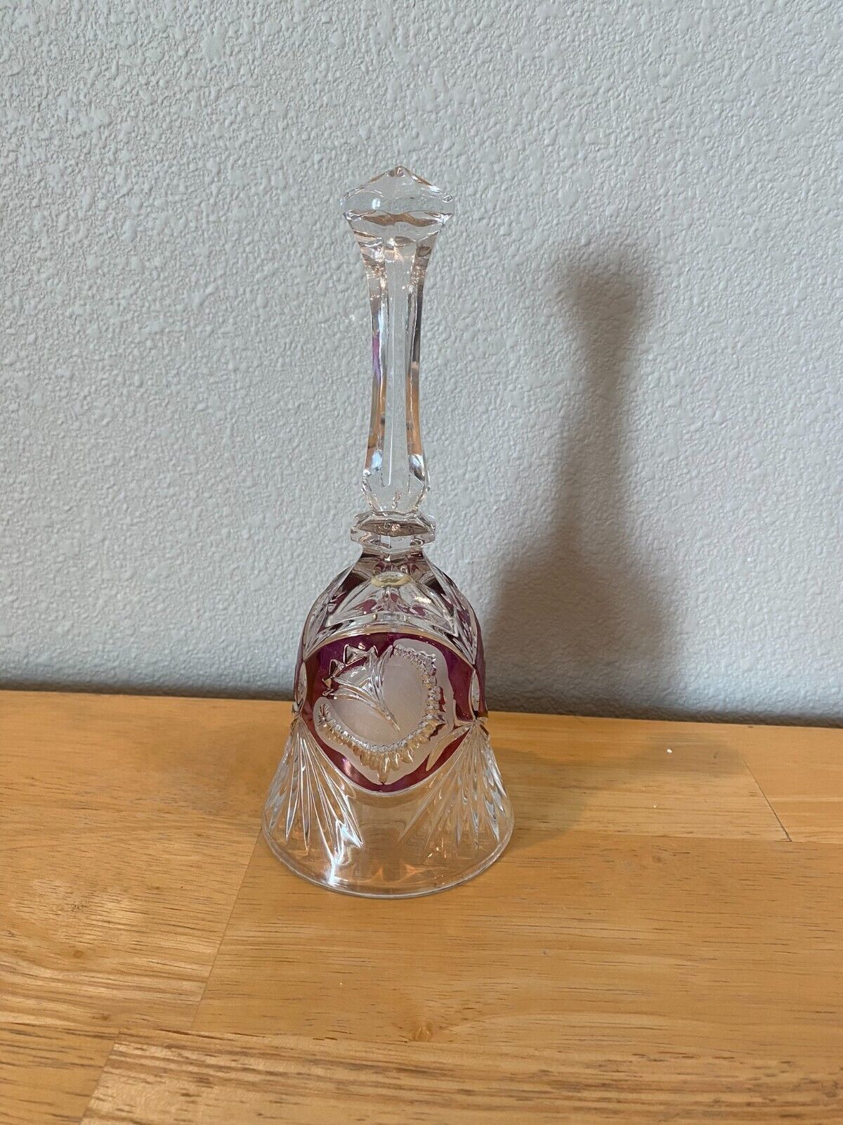 Rare Vintage Echt Bleikristall 24% Lead Crystal Etched Bell Germany Ruby Red