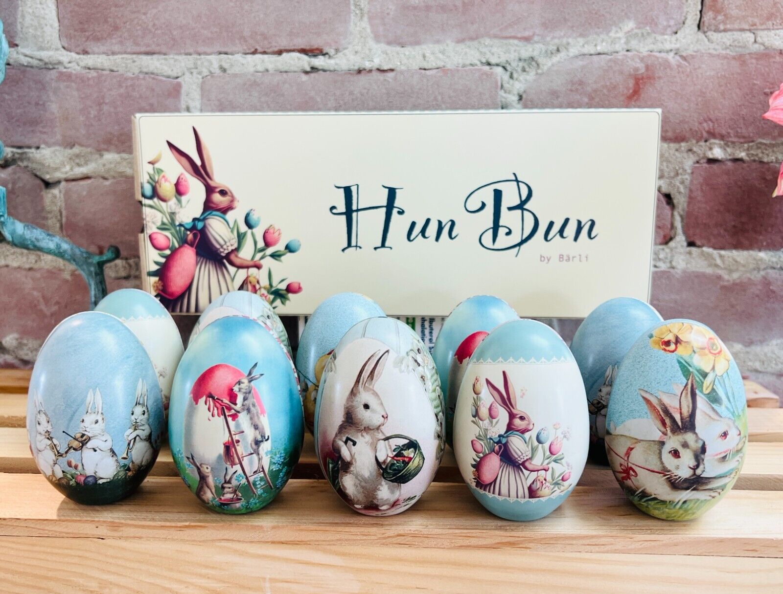 Set of Ten Fillable, Reusable Egg Tins. Metal Easter Eggs by Barli