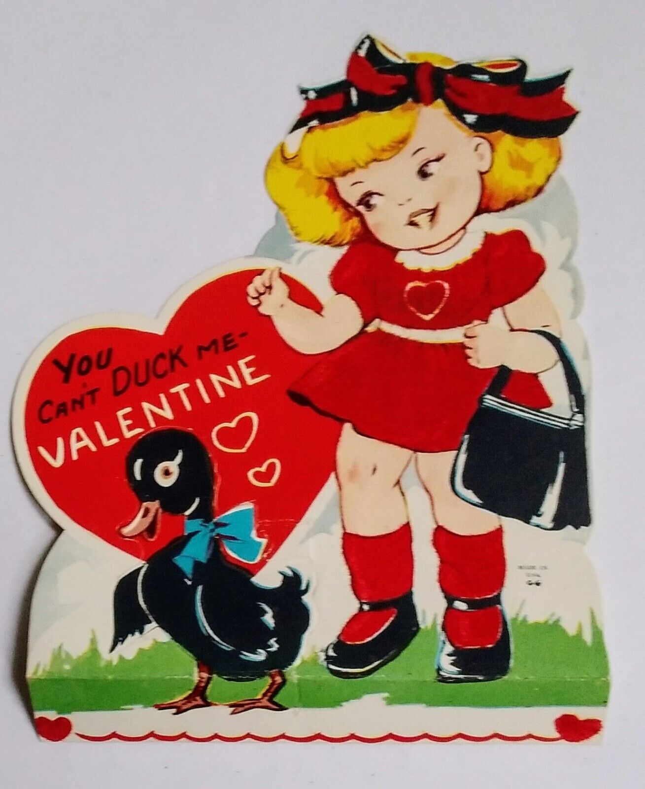 Vintage Valentine Card Girl Duck Purse