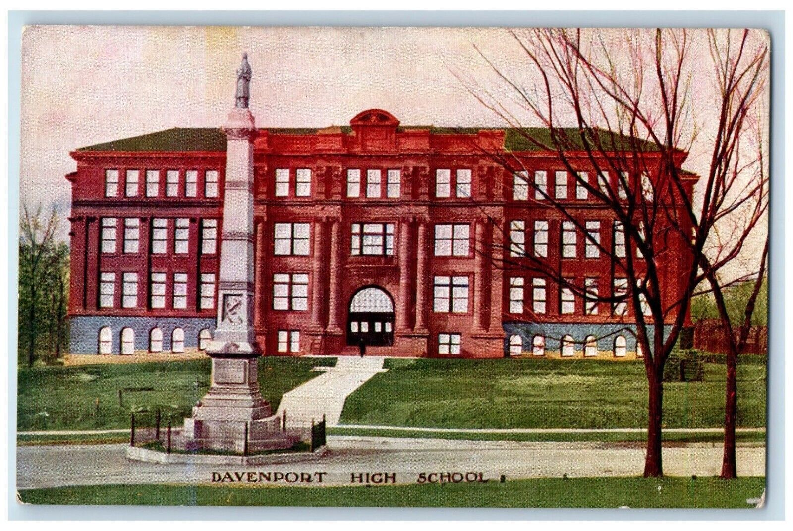 Davenport Iowa Postcard High School Exterior View Building c1910 Vintage Antique