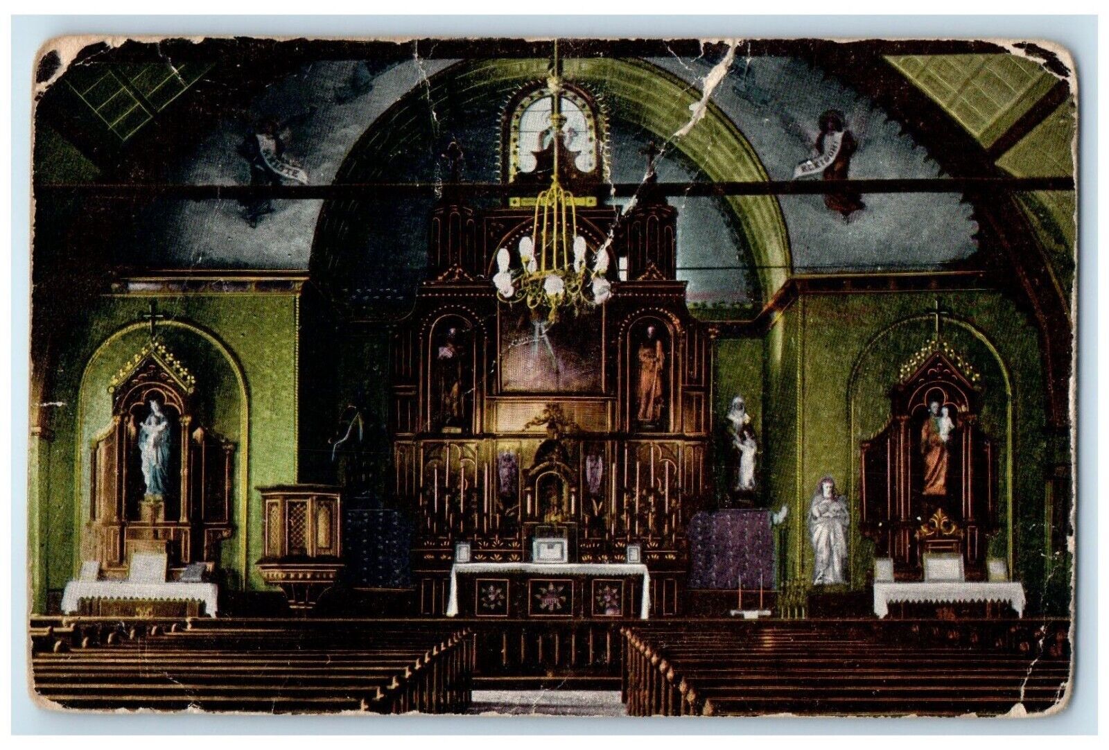 c1910 Interior St. Wenceslaus Church Omaha Nebraska NE Vintage Antique Postcard