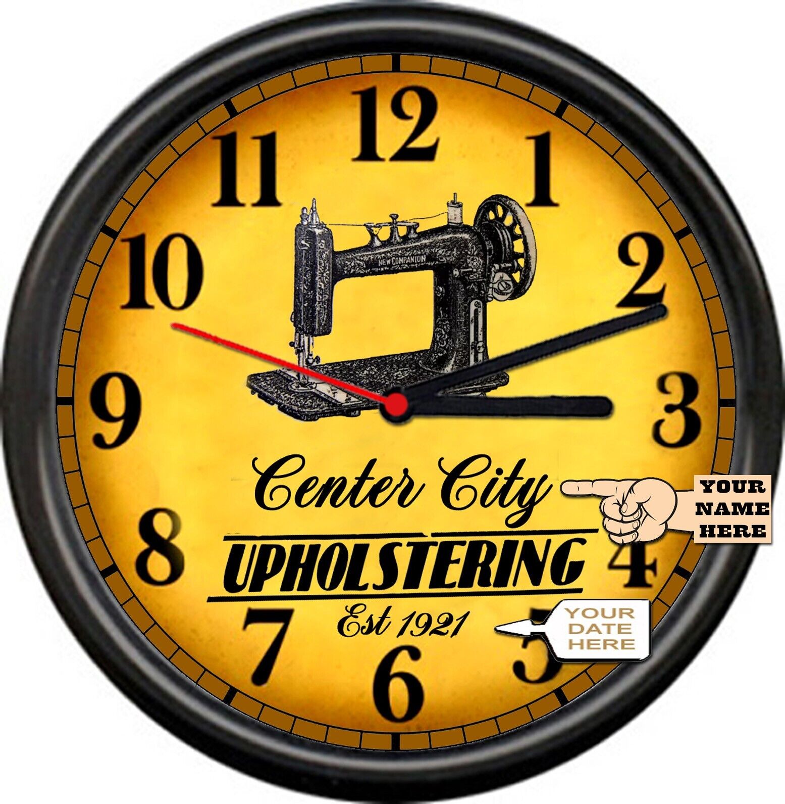 Personalized Woodworking Upholstery Sewing Carpentry Shop Tools Sign Wall Clock