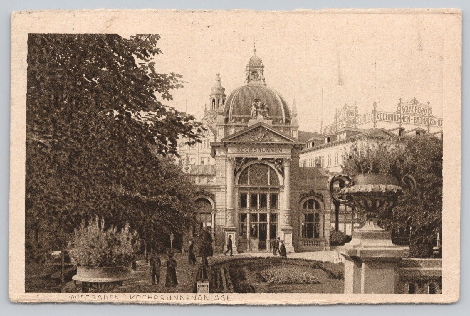 Wiesbaden Germany, Kochbrunnen Anlage, Boiling Fountain, Vintage Postcard