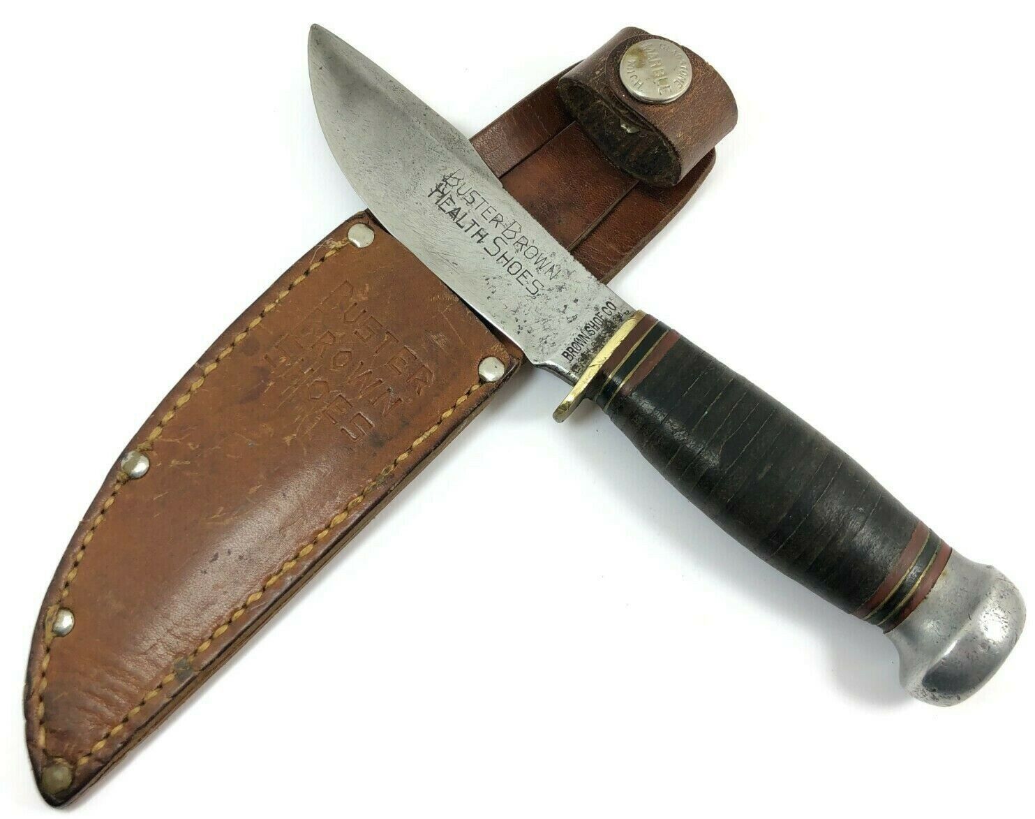 1930-1940 Marble\'s WOODCRAFT Knife Buster Brown Health Shoes + Sheath 6085-MXX