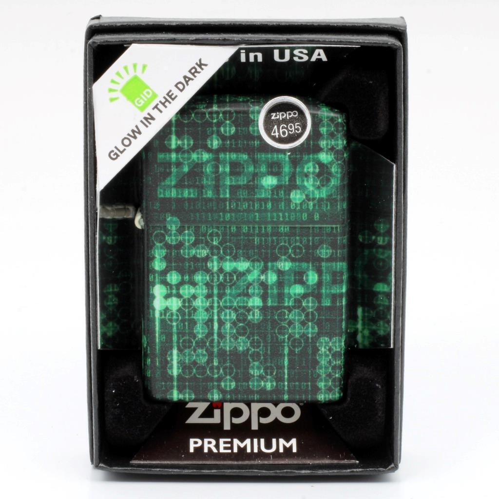 Zippo Green Matrix Pattern Design , 540° Color Wrap, Windproof Lighter #48408