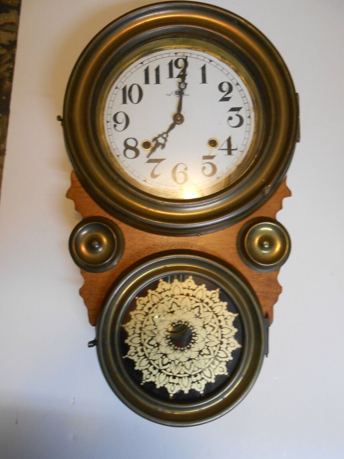 Antique Meiji figure eight 8 day time and strike clock