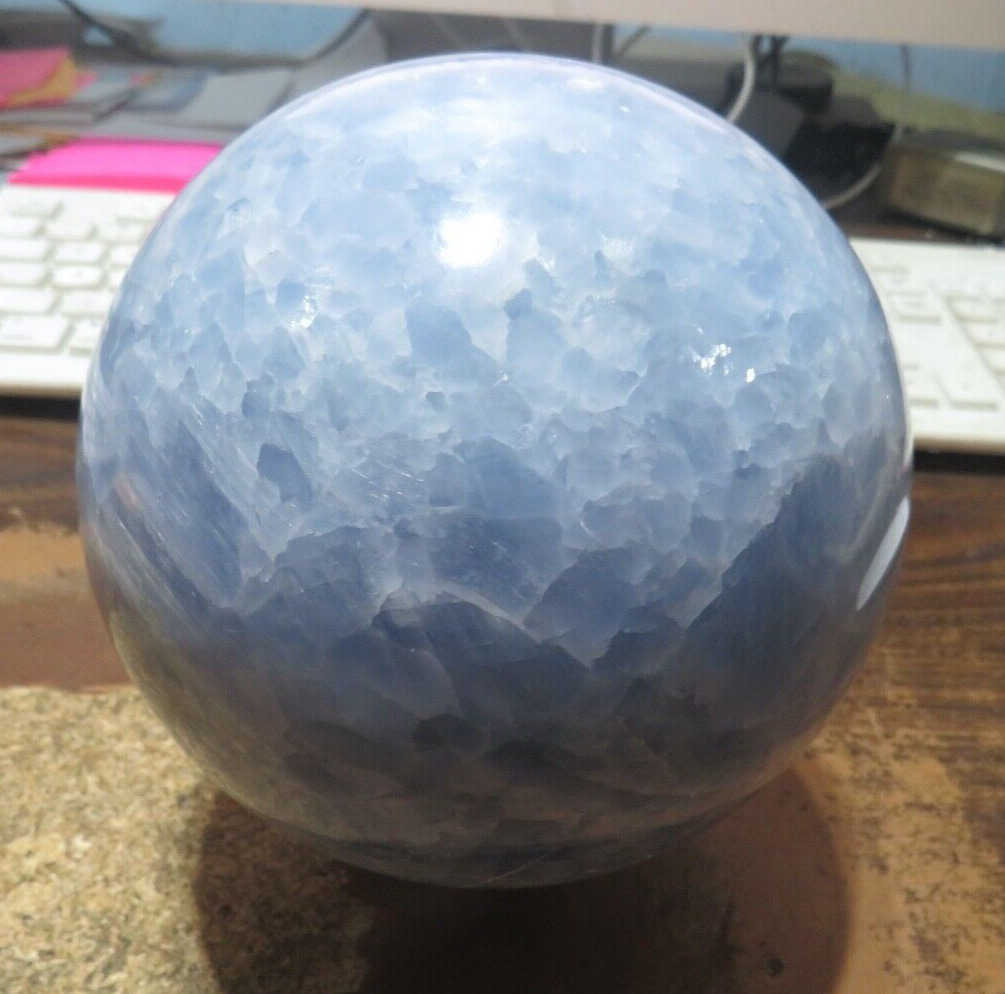 5 LB.Natural BLUE CALCITE sphere Crystal Ball Mineral specimen Healing std