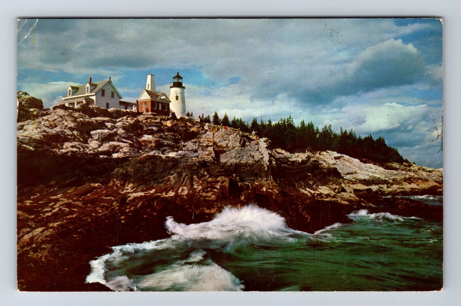 Pemaquid ME-Maine, Pemaquid Light, Antique, Vintage c1957 Postcard