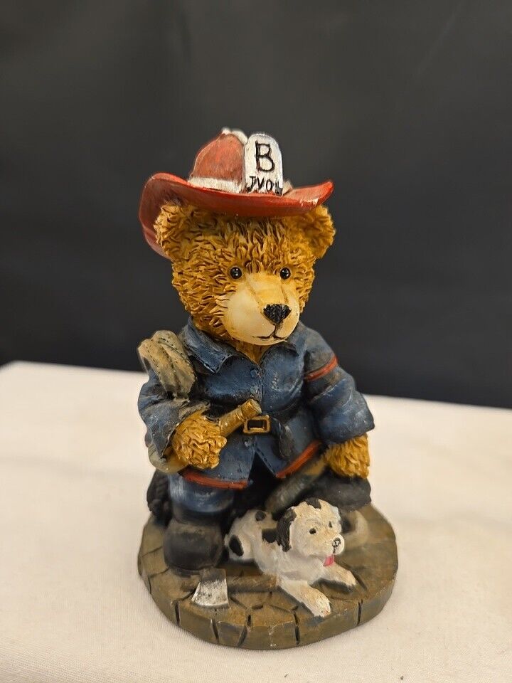 Fireman Teddy Bear Resin Figure 