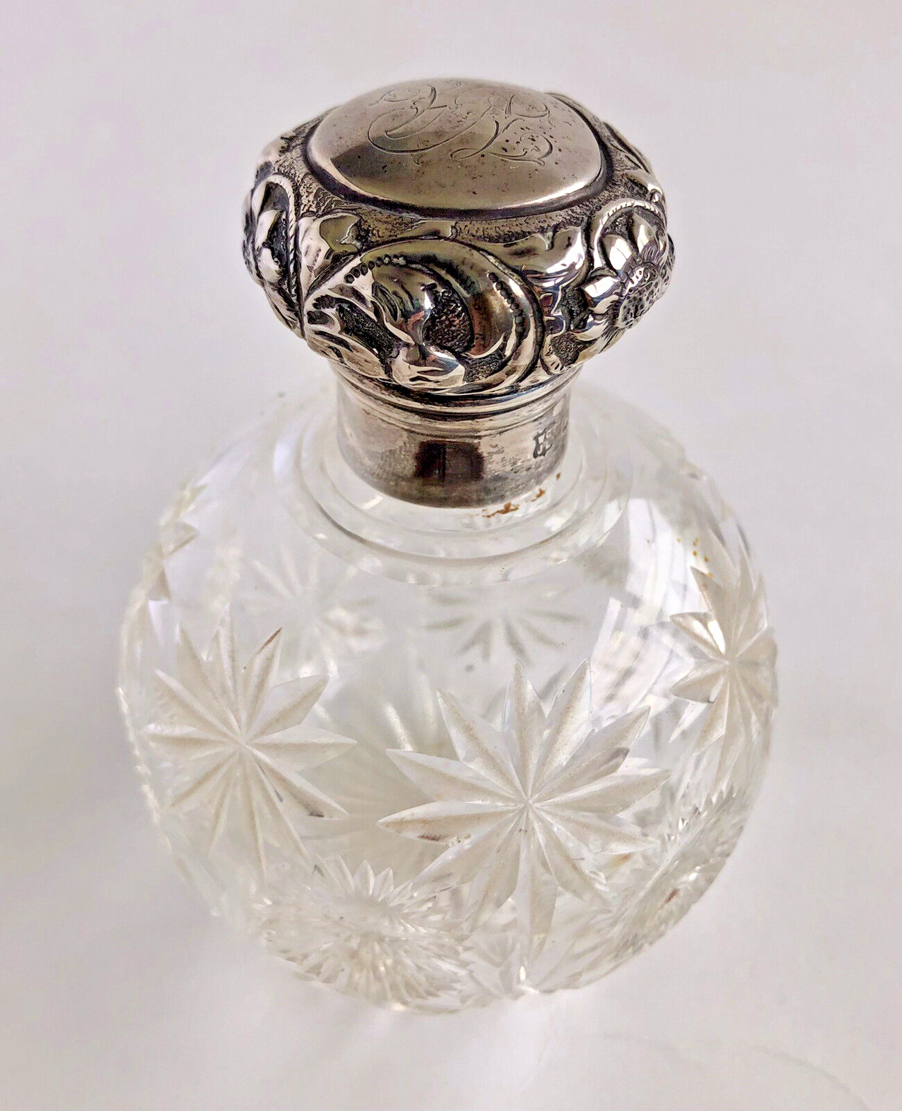 Sterling Silver Crystal Glass Medium Lotion Bottle London 1898