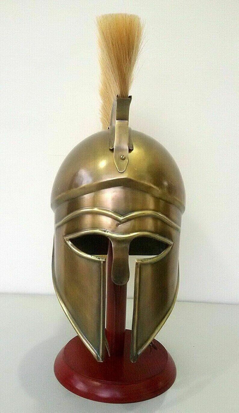 Medieval Greek CORINTHIAN Helmet With Plume Knight Spartan With Stand