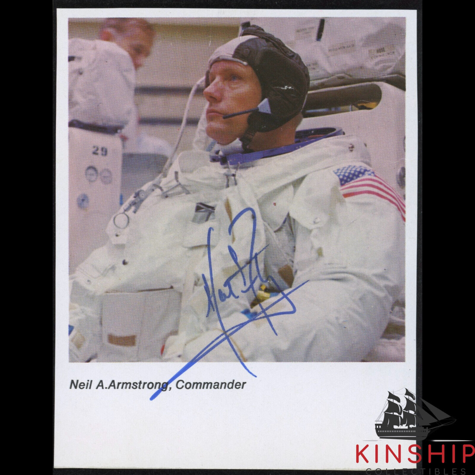 Neil Armstrong signed Small Photo JSA LOA Moonwalker Apollo 11 Auto Space B1506