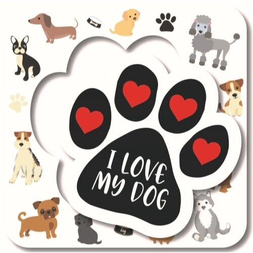 Dog Paw Picture Frame Magnet Decal, 5.75 x 5.75 Square and 4x3.5 Paw Cut Out