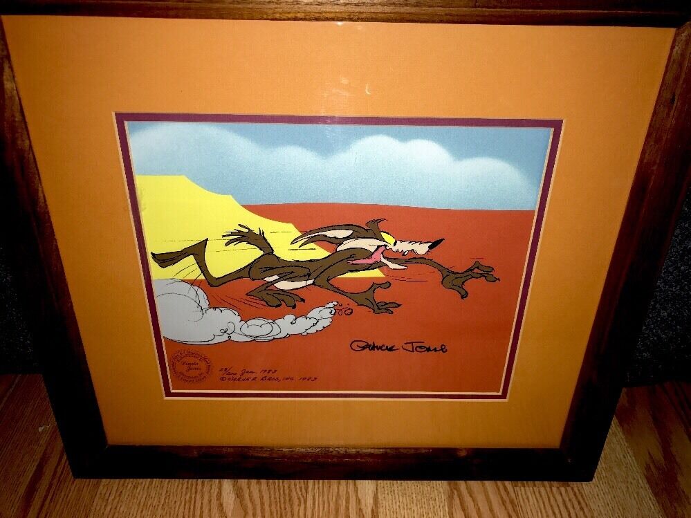 warner brothers animation cel chuck jones signed wile e coyote hot pursuit rare 