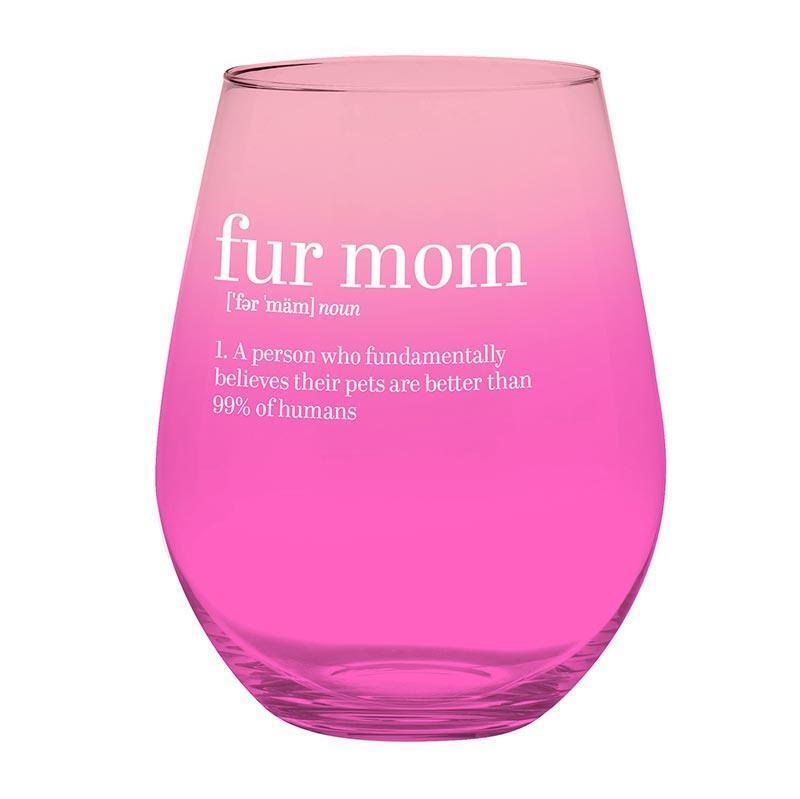 Jumbo Stemless Wine Glass Fur Mom Size 4in x 5.7in H / 30 oz Pack of 6